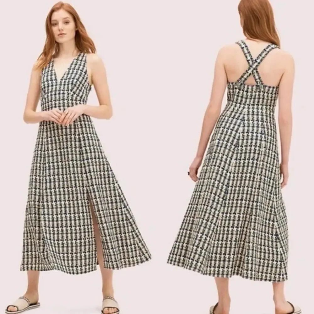 NWOT-Kate Spade Pop Tweed Halter Midi Dress Size 0